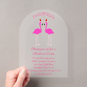 Christmas Lesbian Flamingos Flamingo Belles Custom Acrylic Invitations
