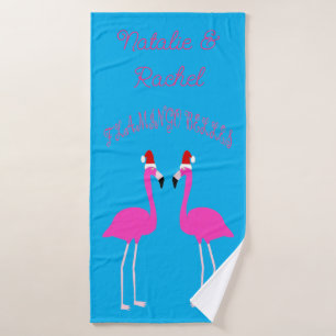 Christmas Lesbian Flamingos Flamingo Belles Custom Bath Towel