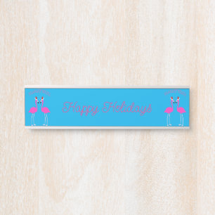 Christmas Lesbian Flamingos Flamingo Belles Custom Door Sign