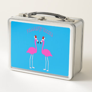 Christmas Lesbian Flamingos Flamingo Belles Custom Metal Lunch Box