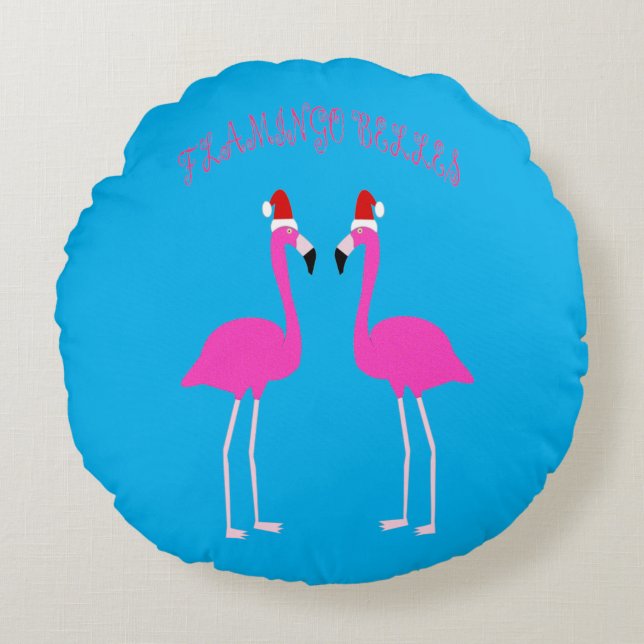 Christmas Lesbian Flamingos Flamingo Belles Custom Round Cushion (Front)