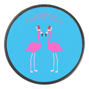 Christmas Lesbian Flamingos Flamingo Belles Hockey Puck