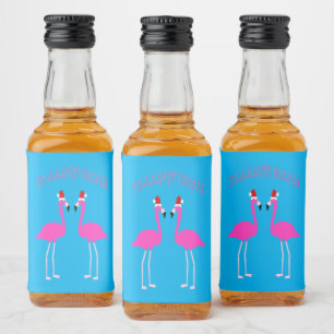 Christmas Lesbian Flamingos Flamingo Belles Liquor Bottle Label