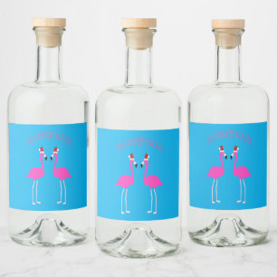 Christmas Lesbian Flamingos Flamingo Belles Liquor Bottle Label