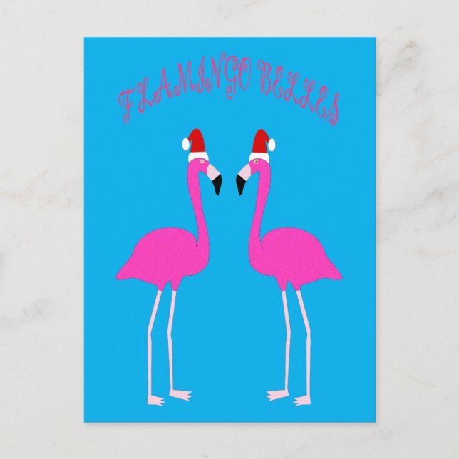 Christmas Lesbian Flamingos Flamingo Belles Postcard (Front)