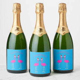 Christmas Lesbian Flamingos Flamingo Belles Sparkling Wine Label