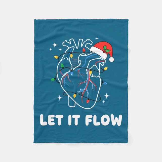 Christmas Let It Flow Cardiac Heart Funny Nurse Ho Fleece Blanket (Front)