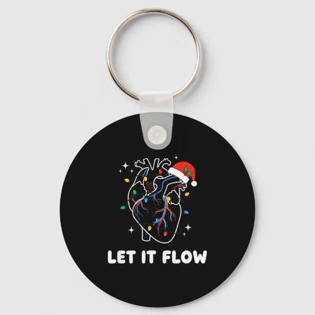 Christmas Let It Flow Cardiac Heart Funny Nurse Ho Key Ring (Front)