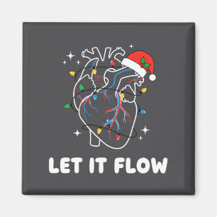 Christmas Let It Flow Cardiac Heart Funny Nurse Ho Magnet