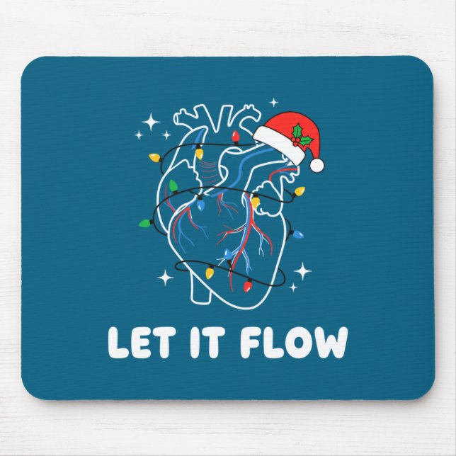 Christmas Let It Flow Cardiac Heart Funny Nurse Ho Mouse Mat (Front)