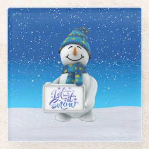Christmas Let It Snow Glass Coaster