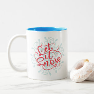 Christmas let it snow word art mug