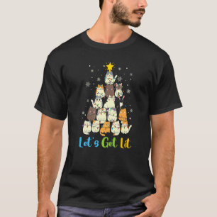 Christmas Let's Get Lit Cats Christmas Tree Cat T-Shirt