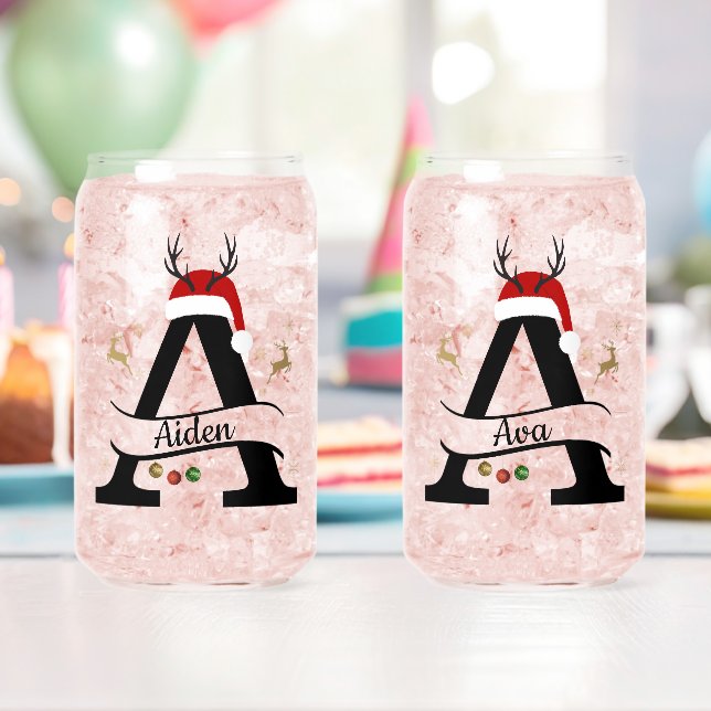 Christmas Letter A Initial – Festive Holiday Desig Can Glass (Insitu (Birthday))
