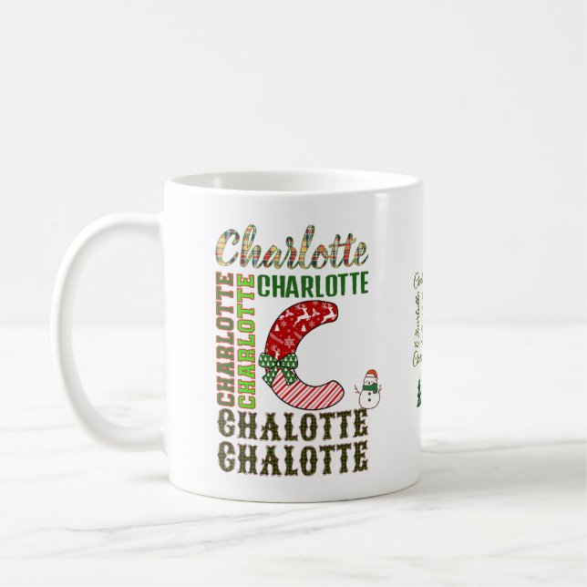 Christmas Letter C, Charlotte Name  Coffee Mug (Left)