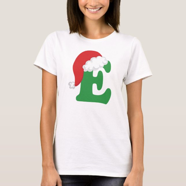 Christmas Letter E Alphabet T-Shirt (Front)