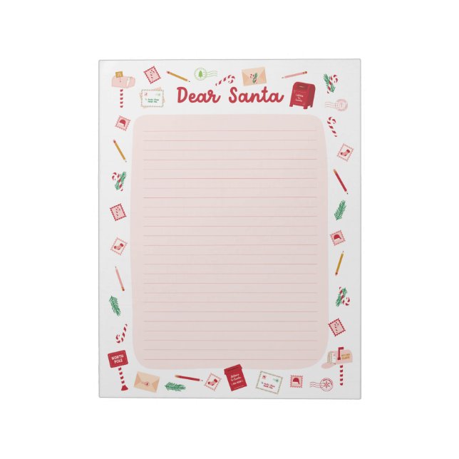 Christmas Letter for Santa Lined Notepad (Rotated)