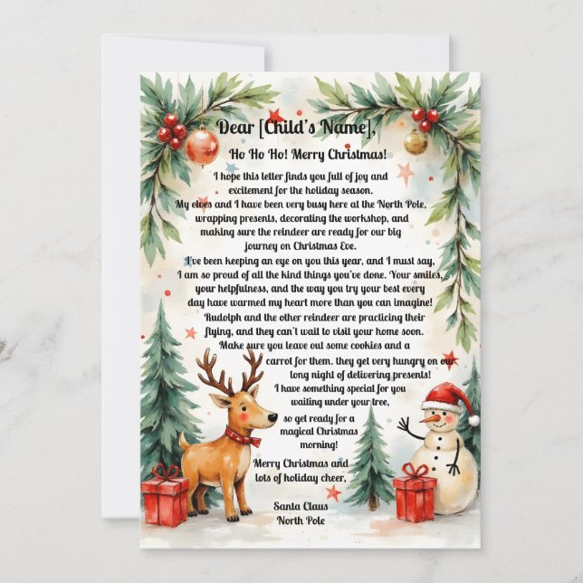 Christmas Letter From Santa Holiday Card (Front)