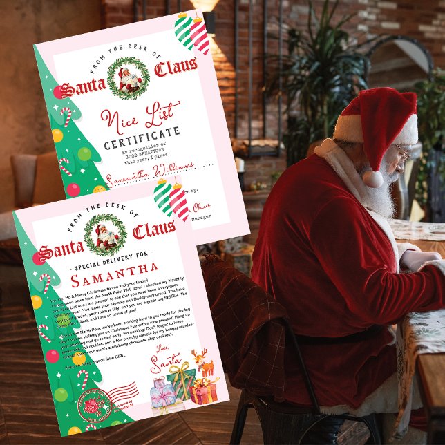 Christmas Letter from Santa Nice List Certificate (Kids Nice List Certificate Signed and Sealed by Santa Vintage Parchment Christmas Letter from Santa)