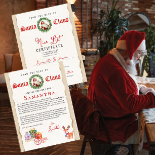 Christmas Letter from Santa Nice List Certificate