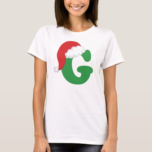 Christmas Letter G Alphabet T-Shirt (Front)