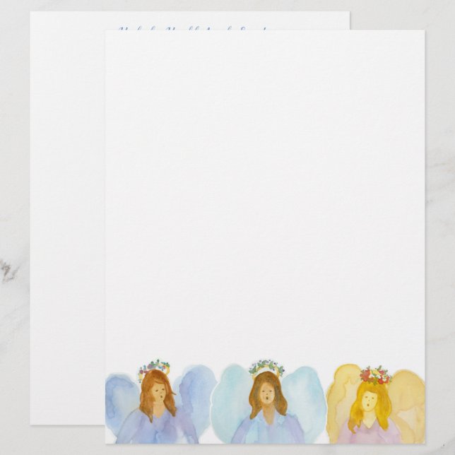 Christmas Letter Hark The Herald Angels Sing  Custom Letterhead (Front/Back)