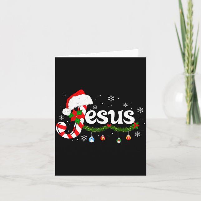Christmas Letter J For Jesus Christian Candy Cane  Card (Front)