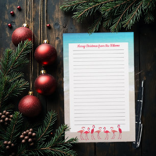 Christmas Letter Lined Paper Flamingos Design