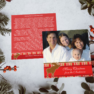 Christmas Letter on Back Moose Christmas Card
