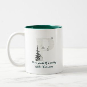 Christmas Letter P Alphabet Coffee Mug