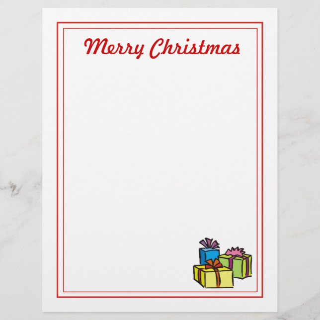 Christmas Letter Paper - Merry Christmas Gifts (Front)