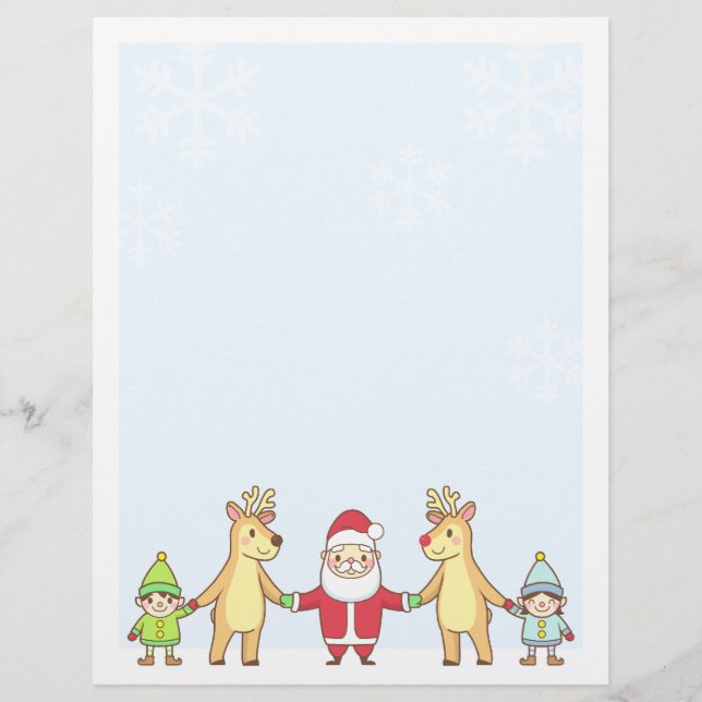 Christmas Letter Paper - Santa and Friends (Front)