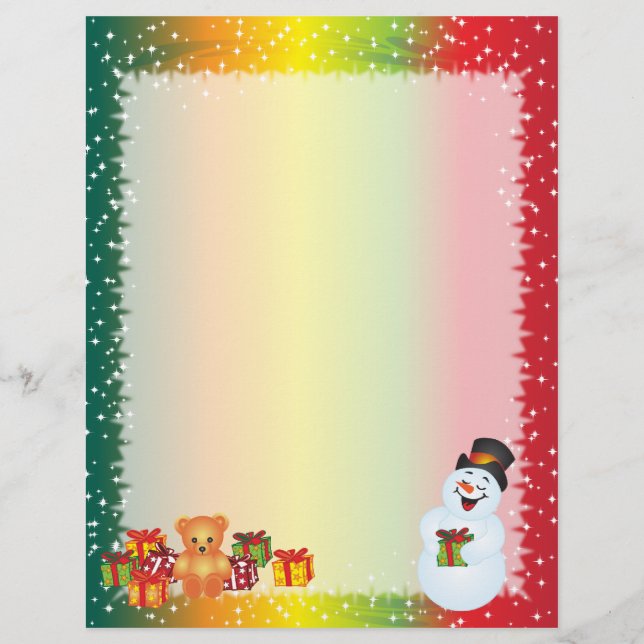 Christmas Letter Paper - Smiling Snowman (Front)