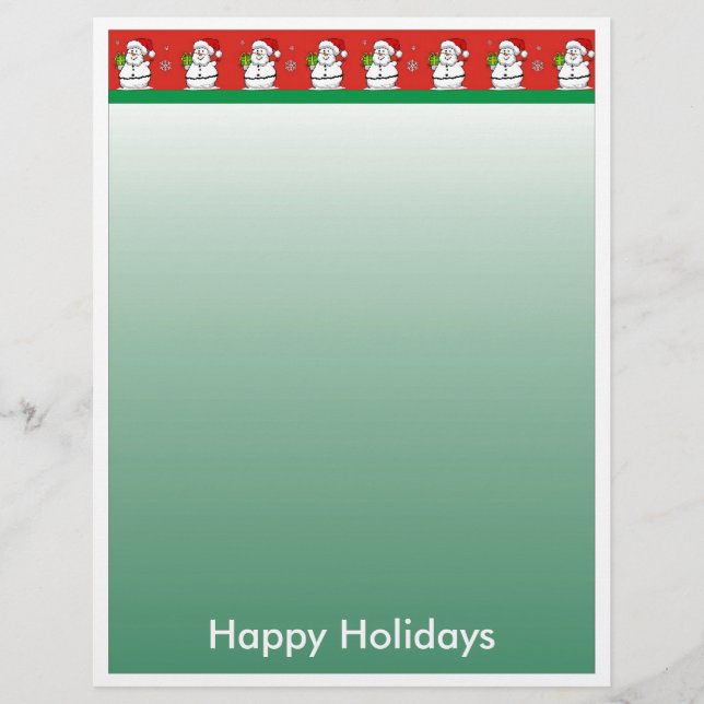 Christmas Letter Paper - Snowman Border (Front)