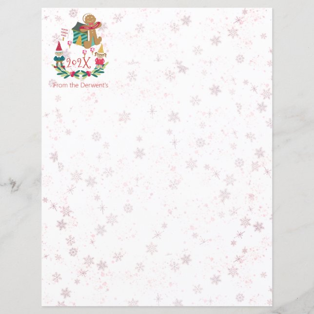 Christmas Letter Personal Cute Holiday Village (Front)