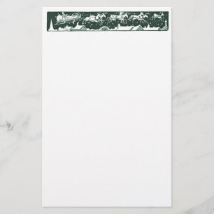 Christmas Letter Santa Holiday Green Stationery