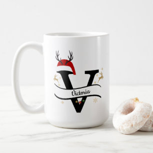 Christmas Letter V Alphabet  Coffee Mug