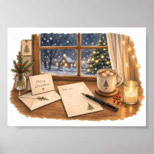 Christmas Letter Writing Desk for Cosy Stationery Poster