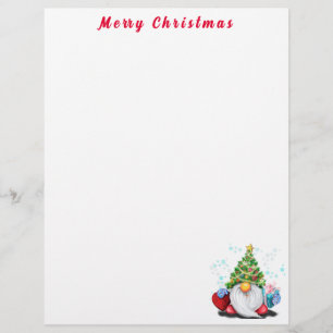 Christmas Letterhead Gnome with Gift