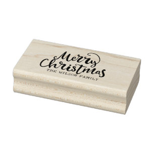 Christmas Lettering Calligraphy Merry Christmas Rubber Stamp