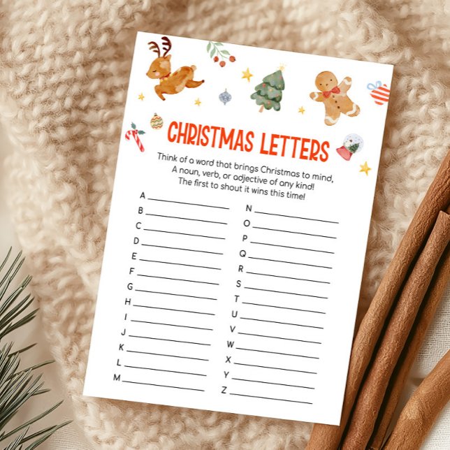 Christmas Letters Game Holiday Card (Christmas Party Games )