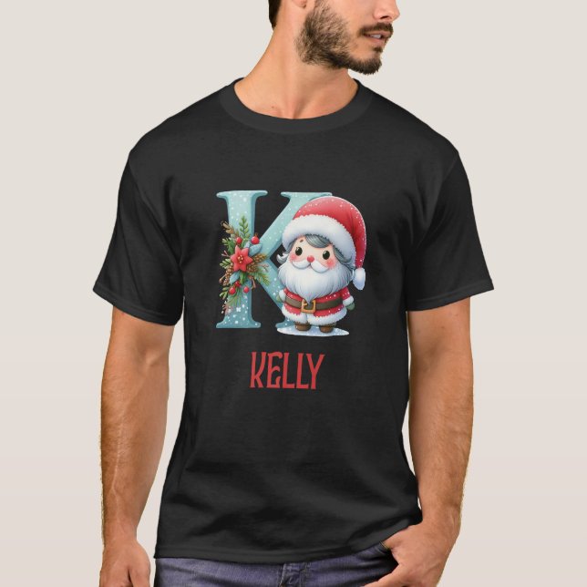 Christmas Letters Kelly Winter Letter Girls Name P T-Shirt (Front)