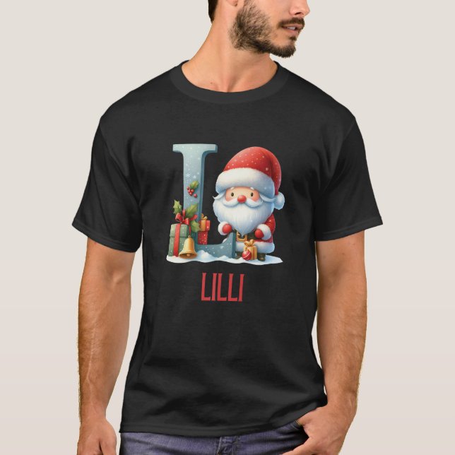 Christmas Letters Lilli Winter Letter Girls Name P T-Shirt (Front)