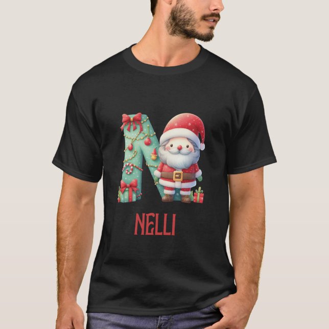 Christmas Letters Nelli Winter Letter Girls Name  T-Shirt (Front)