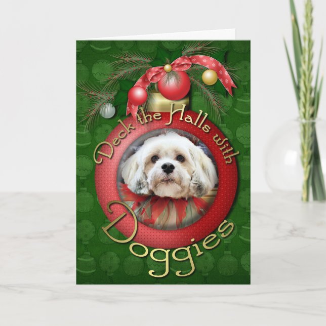 Christmas - Lhasa Apso - Muffie Holiday Card (Front)