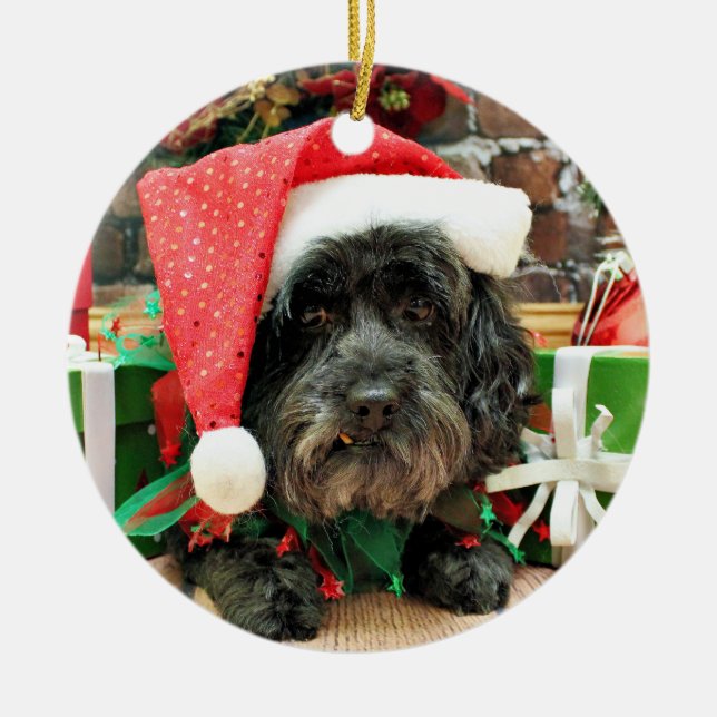 Christmas - Lhasa Apso - Pixie Ceramic Tree Decoration (Front)