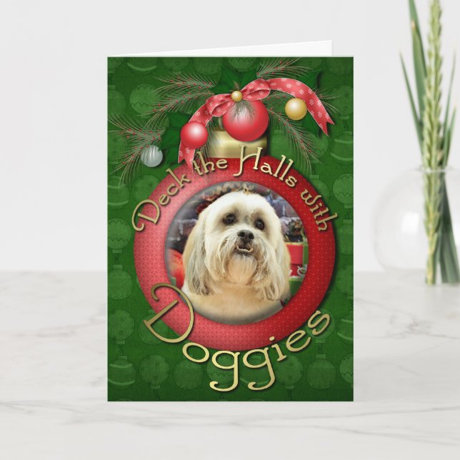 Christmas - Lhasa Apso - Solo Holiday Card (Front)