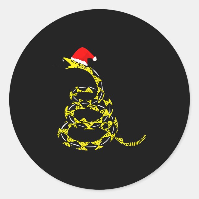 Christmas Libertarian Gadsden Don't Tread Snake  Classic Round Sticker (Front)