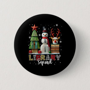 Christmas Librarian Books Xmas Tree Snowman Reinde 6 Cm Round Badge