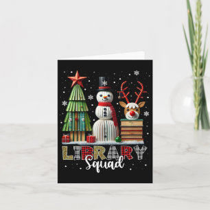 Christmas Librarian Books Xmas Tree Snowman Reinde Card